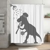 Fun Grey White Toothbrushing Vintage Shower Curtains for Kids Bathroom