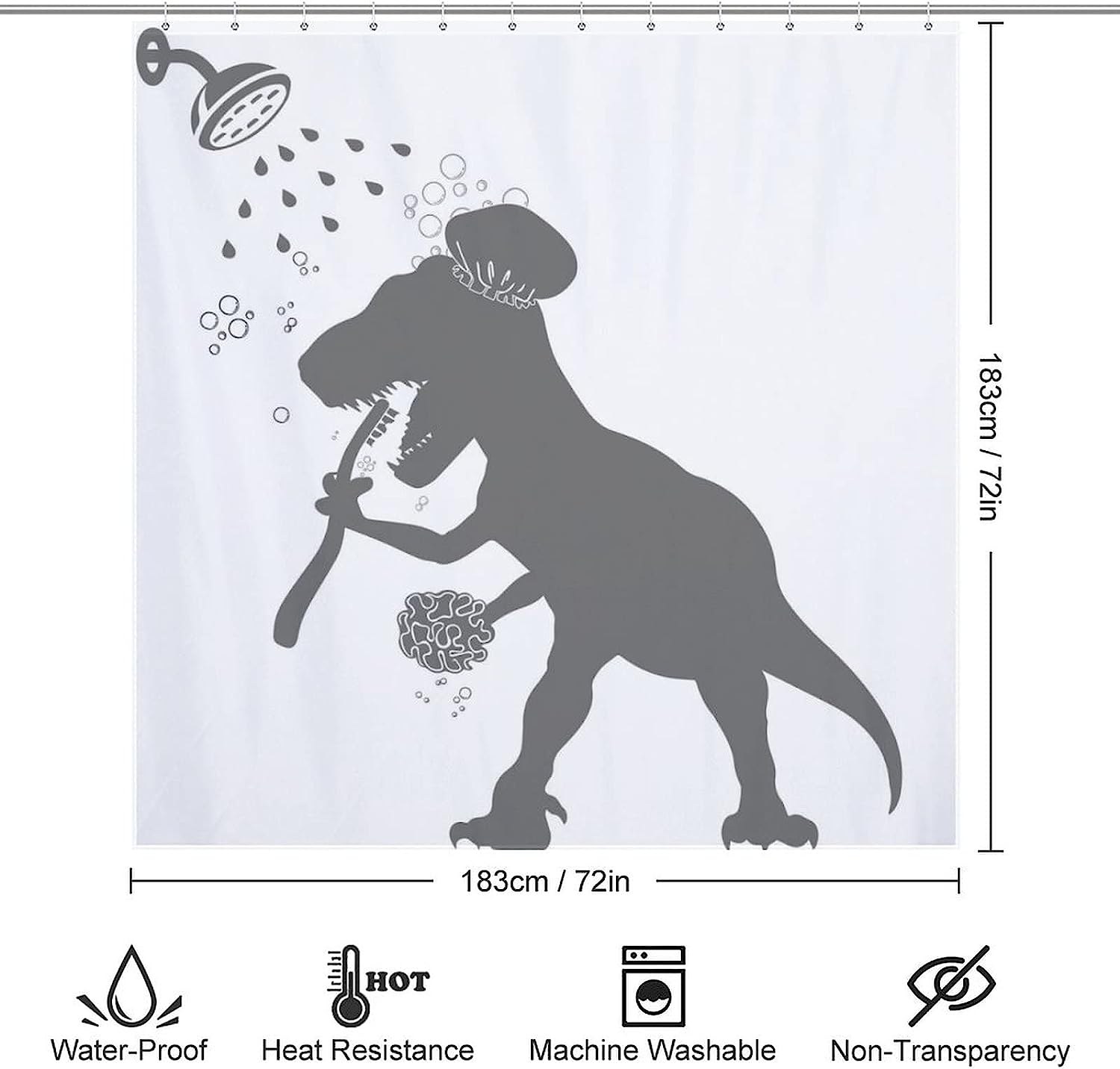Fun Grey White Toothbrushing Vintage Shower Curtains for Kids Bathroom