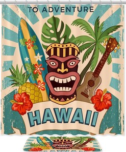 Fun Hawaii Party Shower Curtain For Bathroom Decorr
