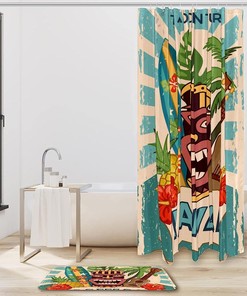 Fun Hawaii Party Shower Curtain For Bathroom Decorr