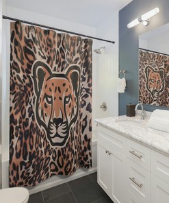Fun Leopard Print Shower Curtain, Wild Bathroom Decor