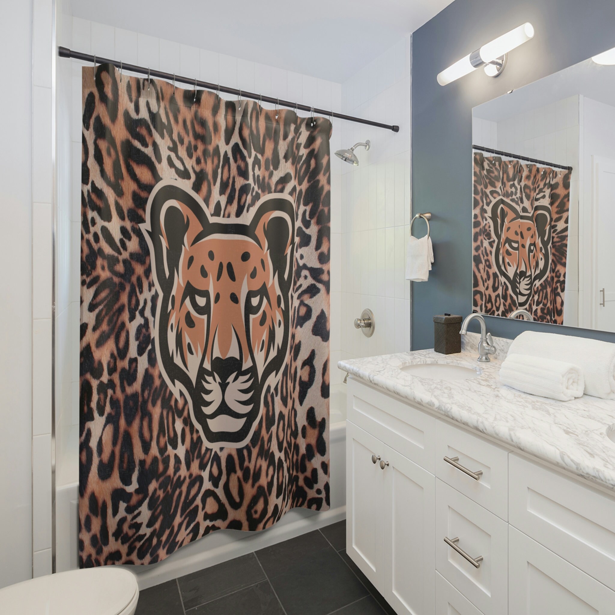 Fun Leopard Print Shower Curtain, Wild Bathroom Decor