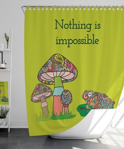 Fun Mushroom and Frog Vintage Bathroom Shower Curtain Idea
