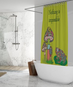 Fun Mushroom and Frog Vintage Bathroom Shower Curtain Idea