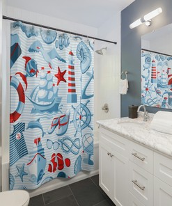 Fun Nautical Themed Shower Curtain for Kids, Teens and Adults - Add Some Whimsical Touch to Your Ocean Inspired Bathroom