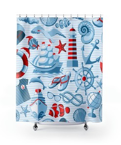Fun Nautical Themed Shower Curtain for Kids, Teens and Adults - Add Some Whimsical Touch to Your Ocean Inspired Bathroom