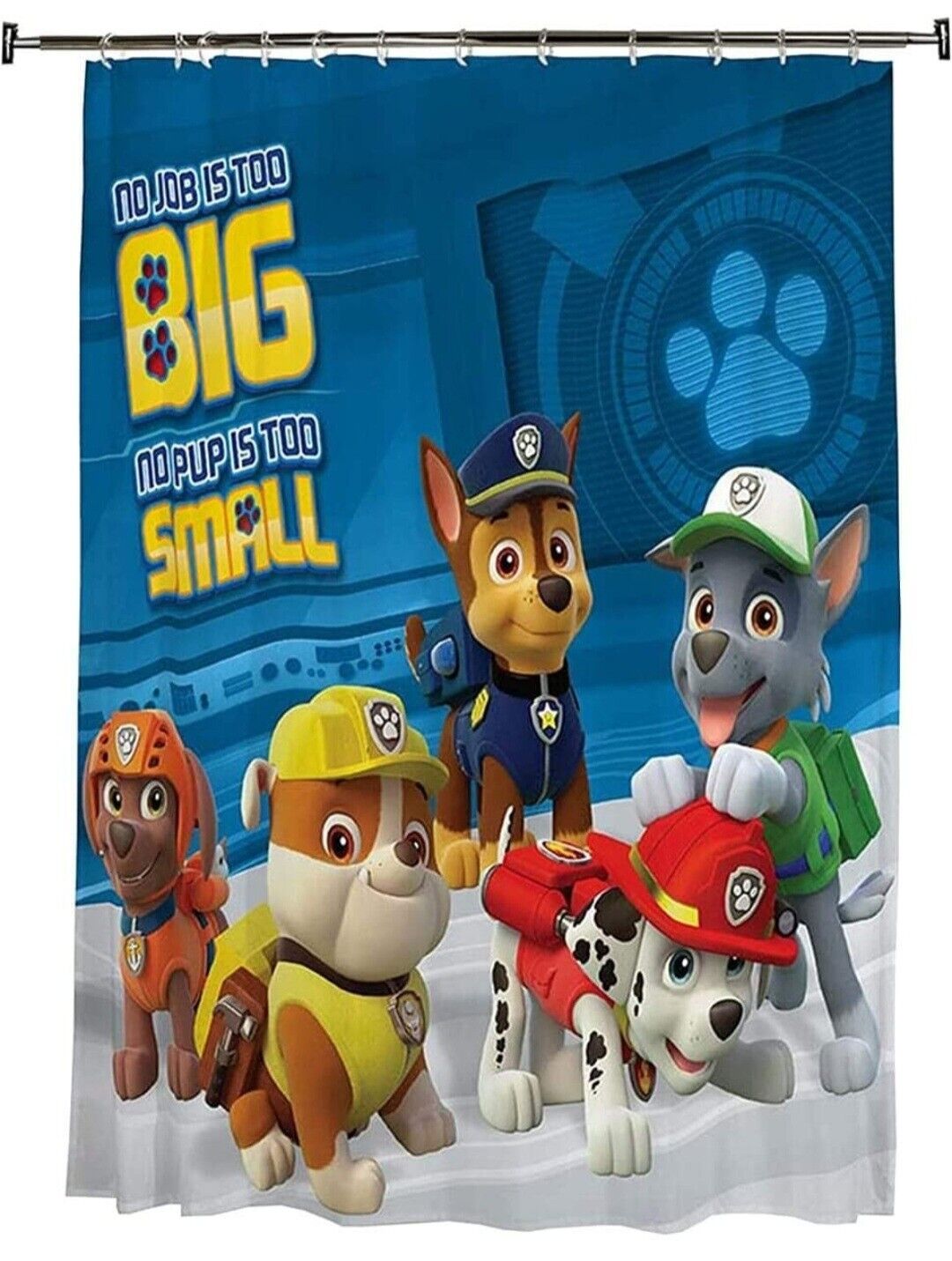 Fun PAW PATROL Shower Curtain with Zuma, Rubble and Chase Marshall