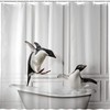 Fun Penguin Animal Print Shower Curtain Cool Waterproof Fabric Bathroom Decoration