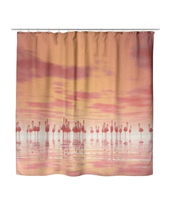 Fun Pink Flamingo Shower Curtain with Flamingo Decor for Retro Bathroom