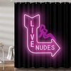 Fun Pink Neon Signs Live Nudes Shower Curtain Set for Unique Restroom Decor