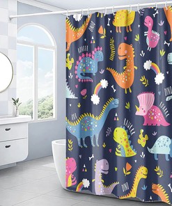 Fun Raptor Dino Shower Curtain For Kid'S Bathroom