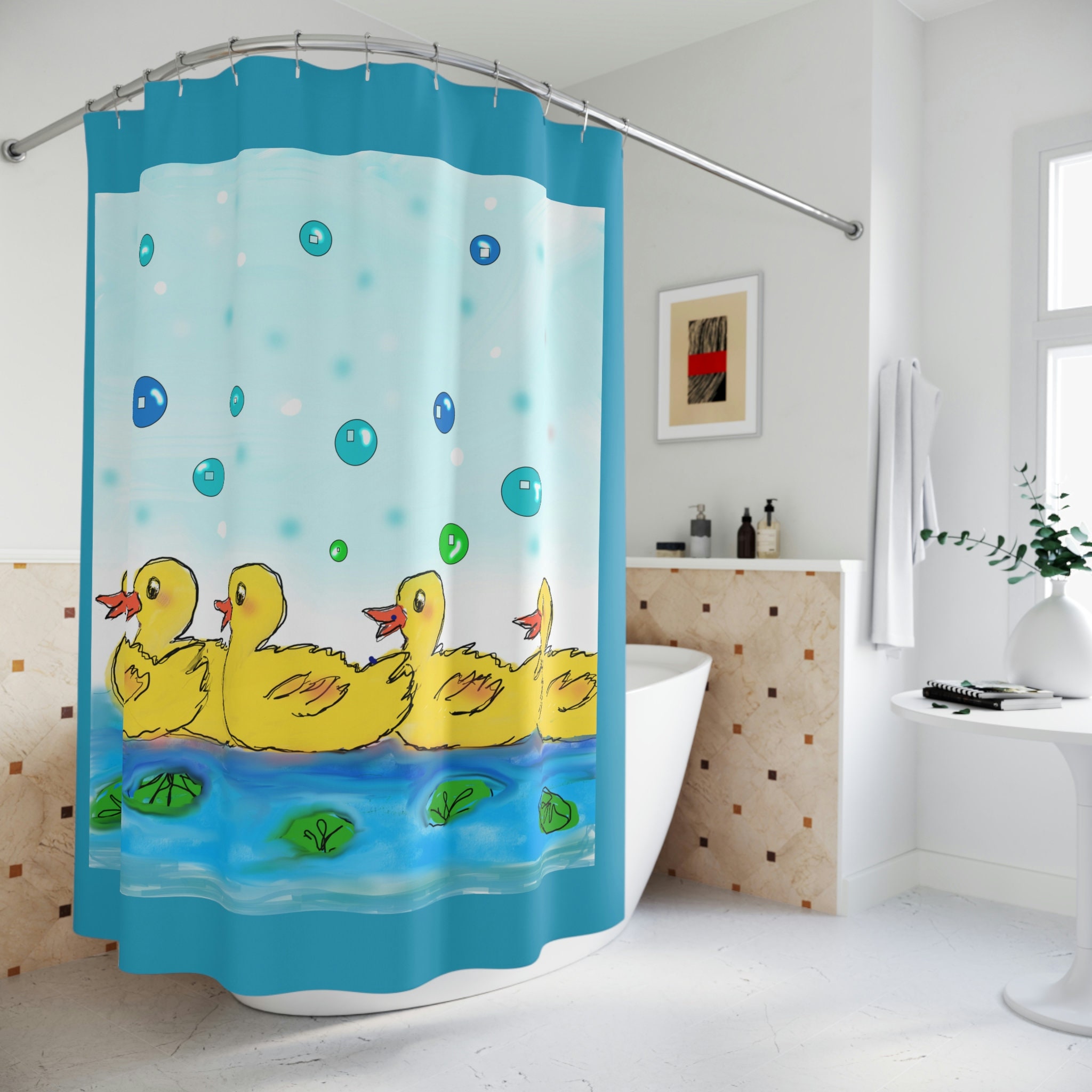 Fun Rubber Duckies Shower Curtain with Original Artwork