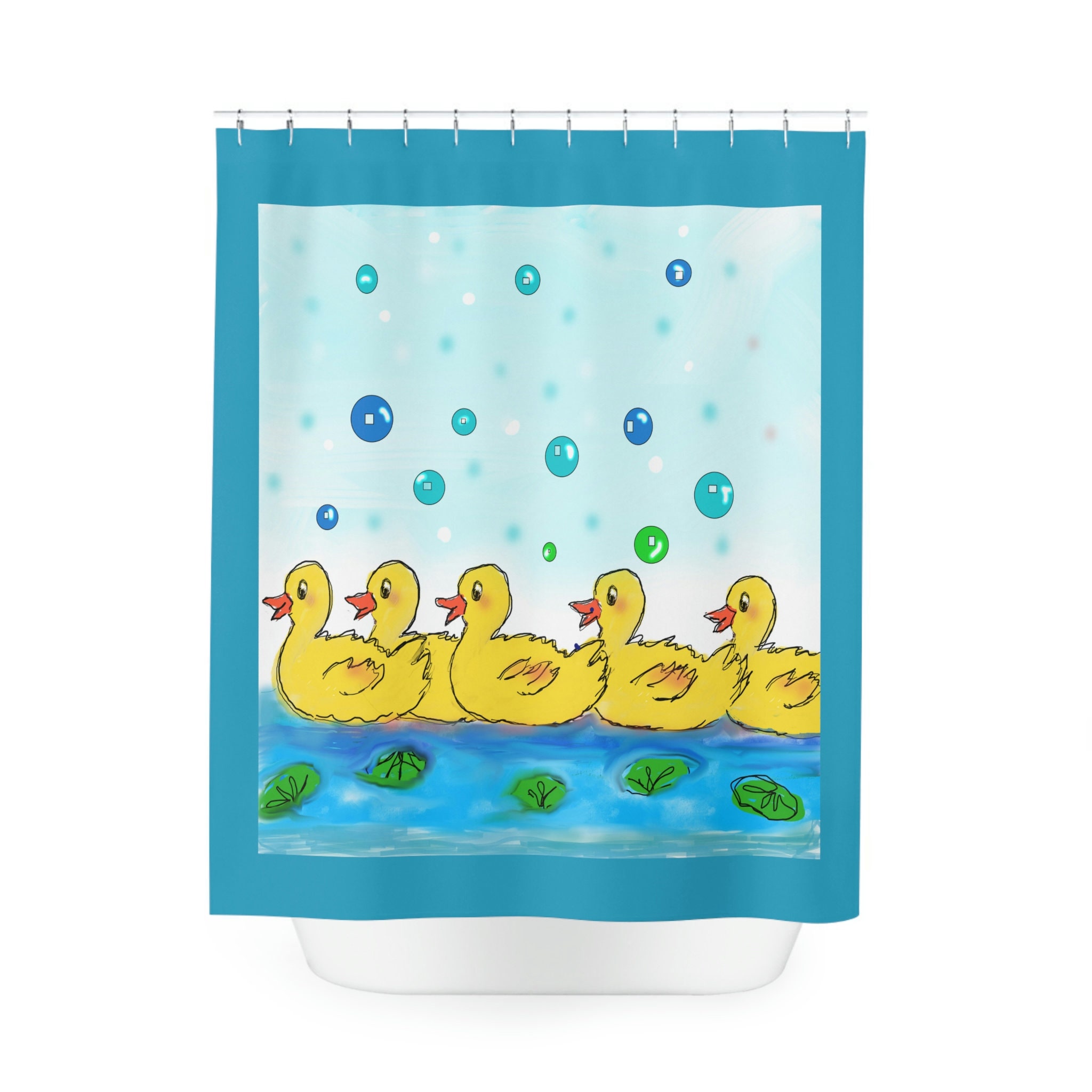 Fun Rubber Duckies Shower Curtain with Original Artwork