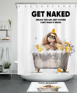 Fun Sloth Words Shower Curtain, Add a Quirky Touch to Your Bathroom 