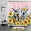 Fun Sunflower Lavender Highland Cow Shower Curtain to Uplift Your Bathroom Vibes