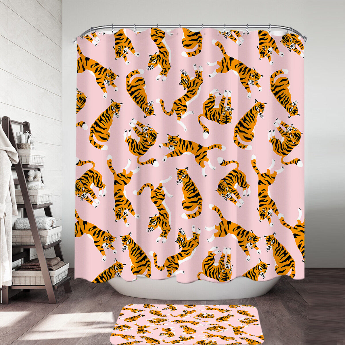 Fun Tiger Pattern Shower Curtain For Playful And Whimsical Bathroom Decor