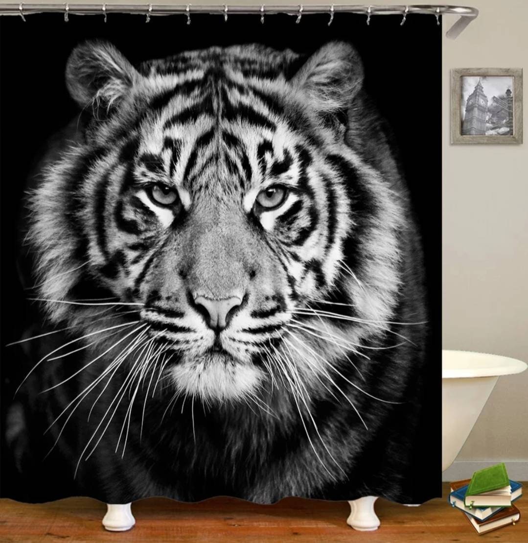Fun Tiger Print Shower Curtain for Lively Bathroom Decor
