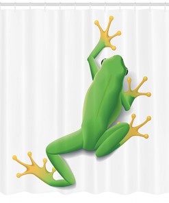 Fun Tropic Frog In Nature Print Shower Curtain - A Perfect Addition To Your Bathroom Decor