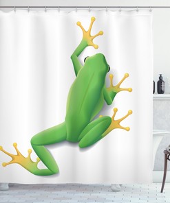 Fun Tropic Frog In Nature Print Shower Curtain - A Perfect Addition To Your Bathroom Decor