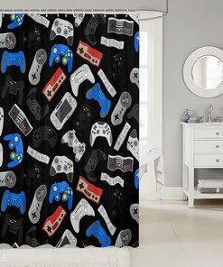 Fun Video Gamepad Controller Shower Curtain For Kids Boys' Bathroom.