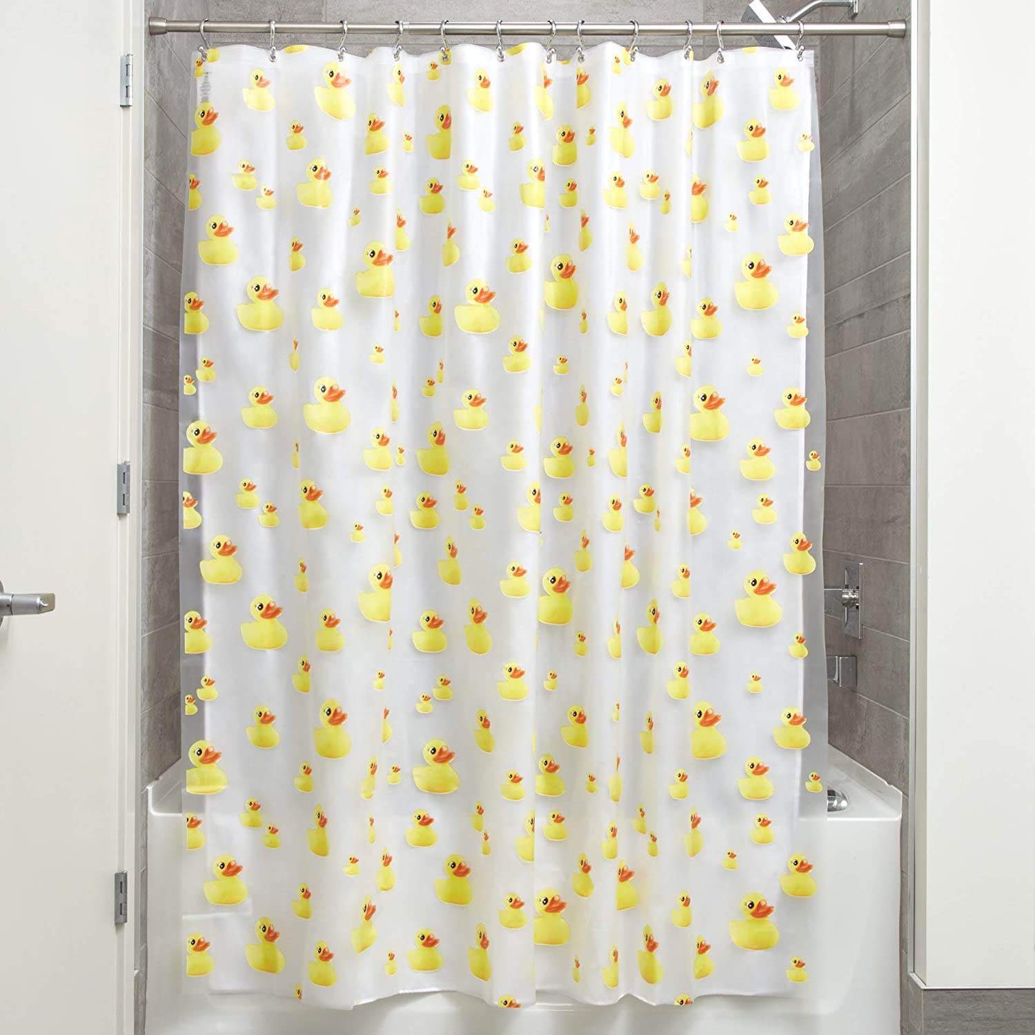 Fun Yellow and Orange Duck PVC-Free Waterproof Kids Shower Curtain