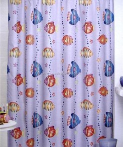 Fun and Bold Fish Playground Blue Shower Curtain with Tropical Bath Shower Theme 