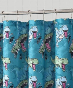 Fun and Colorful Dinosaur Roar Your Zone Microfiber Print Shower Curtain for a Vibrant Kids' Bathroom