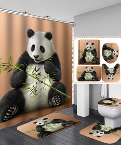 Fun and Cute Panda Bamboo Animal Print Shower Curtain for Bathroom