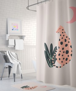 Fun and Exotic Jungle Animal Print Shower Curtain for Kids Bathroom Decor