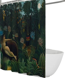 Fun and Playful 3D Print Tropical Plants and Wild Animals Shower Curtain for Aesthetically Pleasing Bathroom Decor