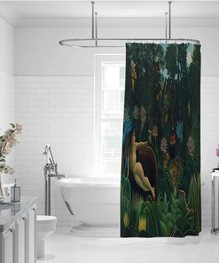 Fun and Playful 3D Print Tropical Plants and Wild Animals Shower Curtain for Aesthetically Pleasing Bathroom Decor