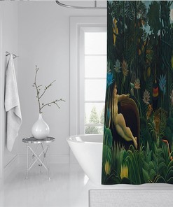 Fun and Playful 3D Print Tropical Plants and Wild Animals Shower Curtain for Aesthetically Pleasing Bathroom Decor