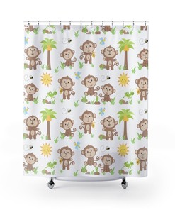 Fun and Playful Monkey Shower Curtain - Perfect for Kids Bathrooms 
