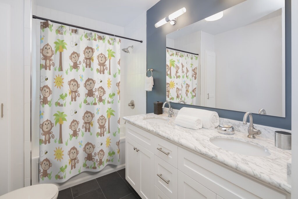 Fun and Playful Monkey Shower Curtain - Perfect for Kids Bathrooms