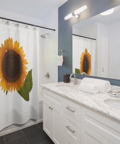 Fun and Playful Sunflowers Shower Curtain for Bathroom Decor by MobiusMoon