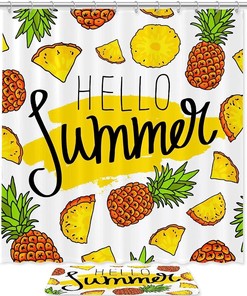 Fun and Refreshing Shower Curtain with Pineapple Fruit and Leaves