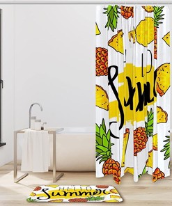 Fun and Refreshing Shower Curtain with Pineapple Fruit and Leaves