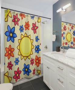 Fun and Unique Sunshine Shower Curtain - Summery Bathroom Decor Perfect for Any Home