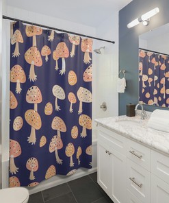Fungi Mushroom Shower Curtain, Psychedelic Bathroom Accessories