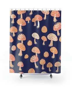 Fungi Mushroom Shower Curtain, Psychedelic Bathroom Accessories
