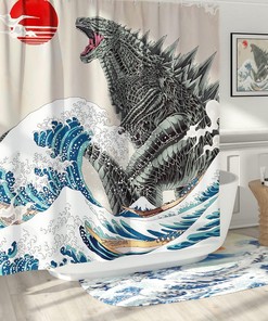 Funky Anime Monster Dinosaur Shower Curtain For Bathroom, Great For Animal And Monster Lovers 