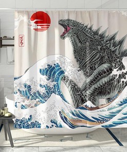 Funky Anime Monster Dinosaur Shower Curtain For Bathroom, Great For Animal And Monster Lovers