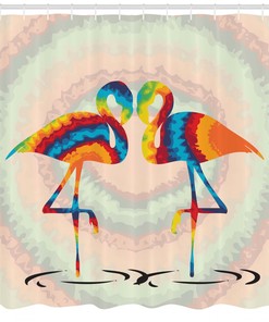 Funky Birds Print Flamingo Shower Curtain For Quirky Bathroom Decor