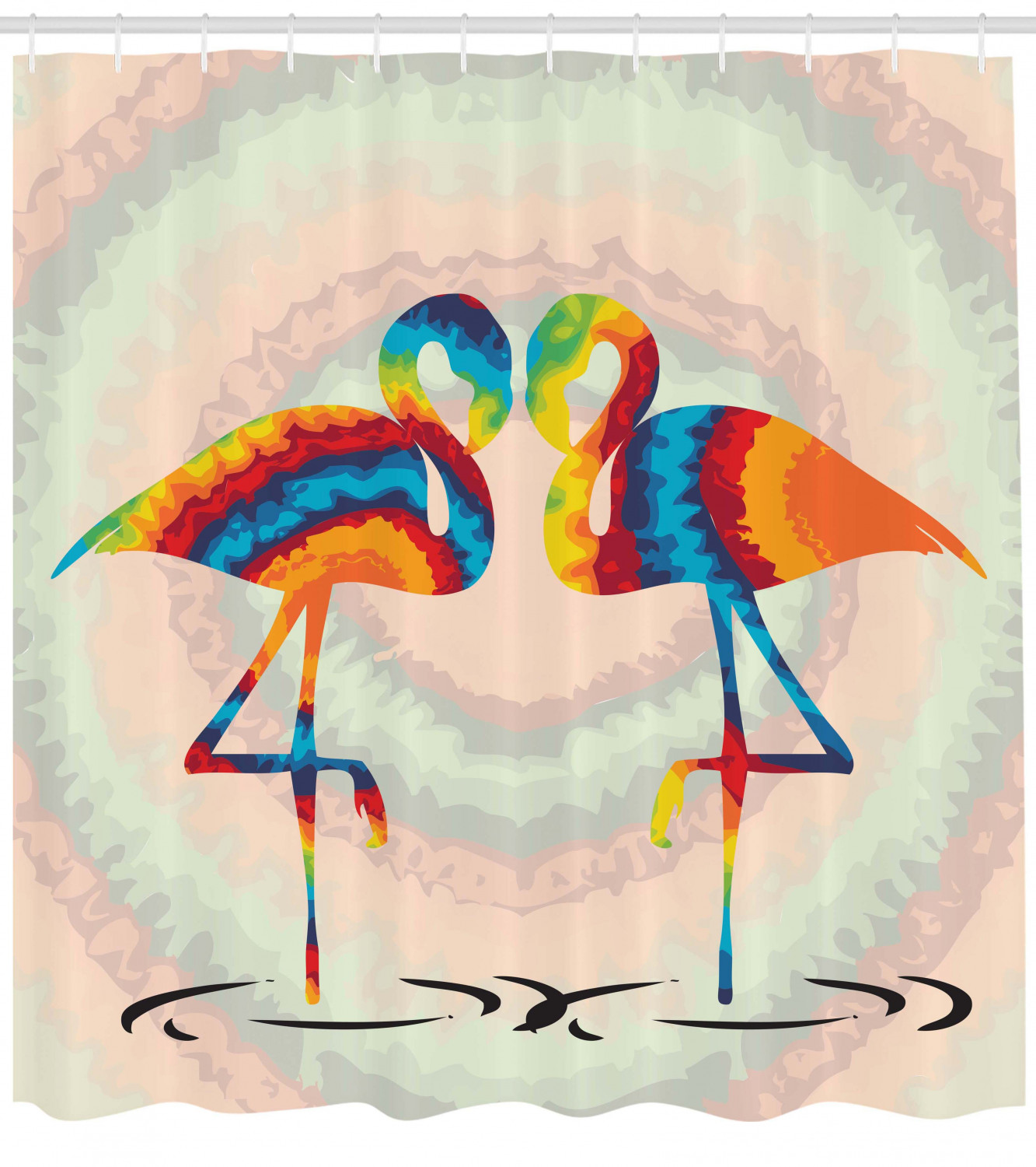 Funky Birds Print Flamingo Shower Curtain For Quirky Bathroom Decor