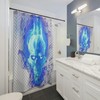 Funky Blue Flaming Skull Shower Curtain For Creative Bathroom Decoration