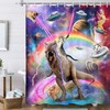 Funky Cat Riding Dinosaur Shower Curtain - A Unique And Fun Bathroom Look For Kids