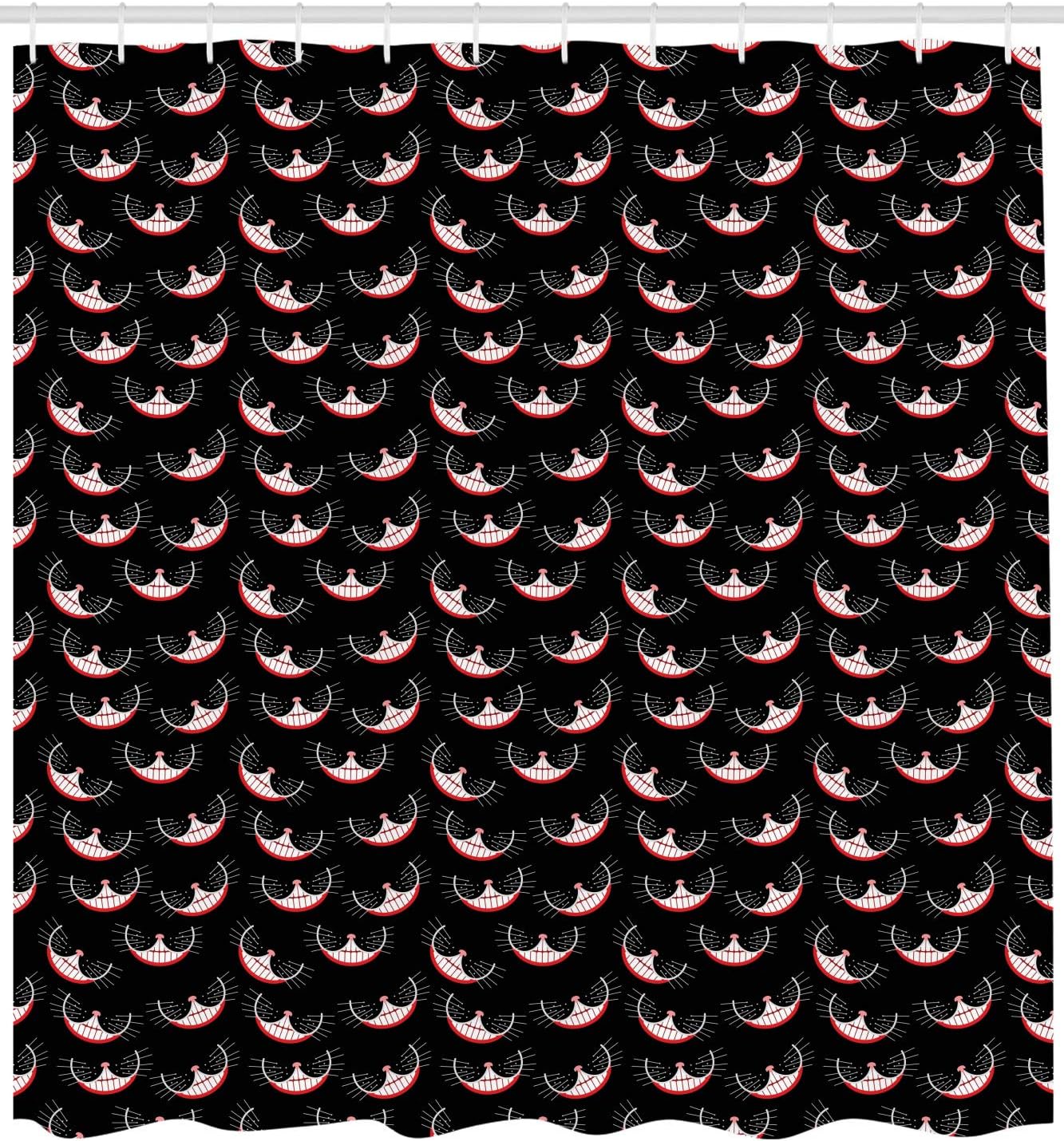 Funky Cheshire Cat Smiles Shower Curtain, Cloth Fabric Bathroom Decor in Charcoal Grey