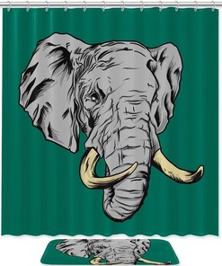 Funky Elephant Print Waterproof Shower Curtain For Your Bathroom
