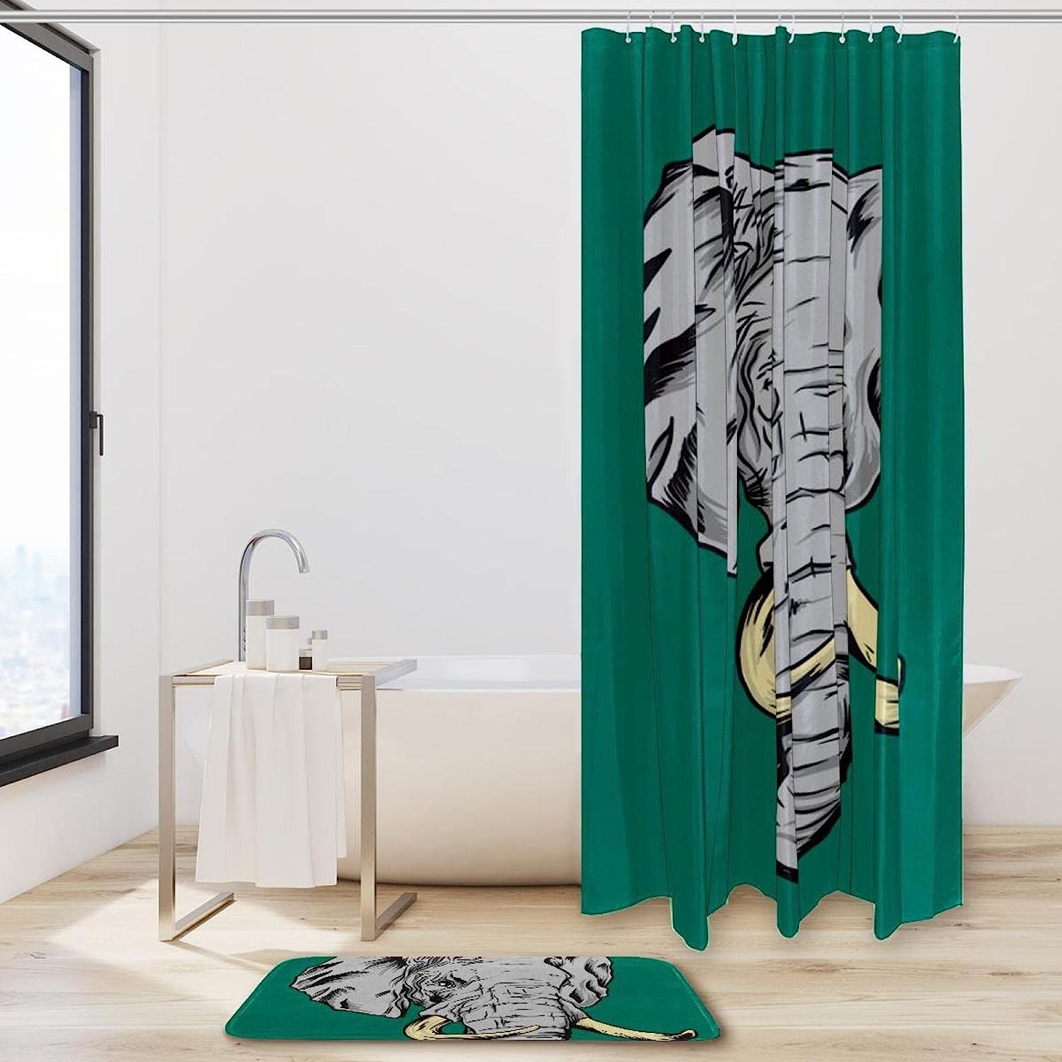Funky Elephant Print Waterproof Shower Curtain For Your Bathroom