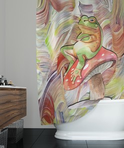 Funky Frog Grumpy Frog Psychedelic Shower Curtain